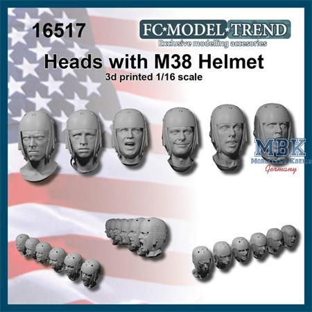 US tank crew heads with M38 helmet WWII