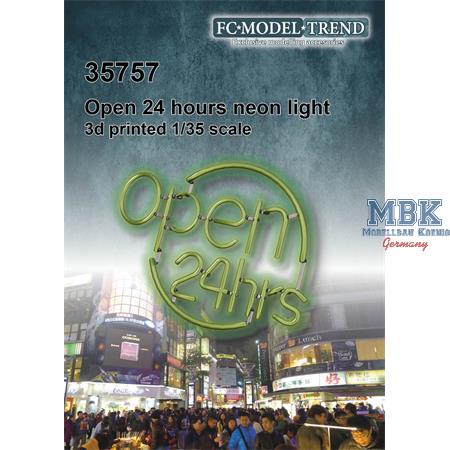 Open 24hrs, neon light