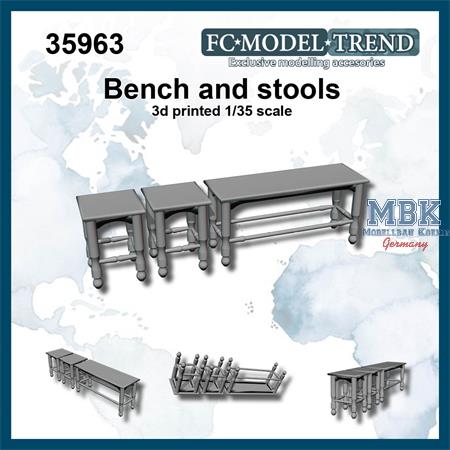 Bench and stools