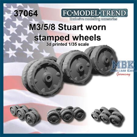 M3 / M5 / M8 Stuart stamped worn wheels