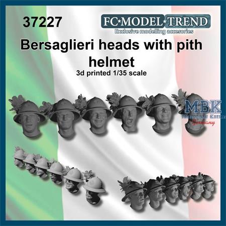 Bersaglieri heads with pith helmet WWII