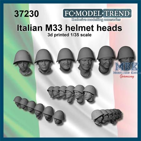 Italian soldier heads with M33 helmet WWII