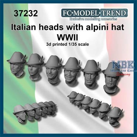 Italian soldier heads with Alpini hat WWII