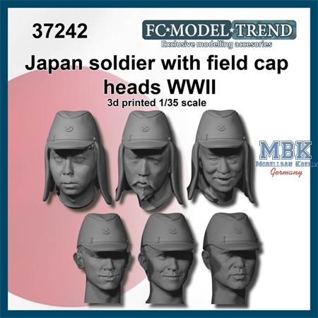 Japanese soldier heads with field cap WWII