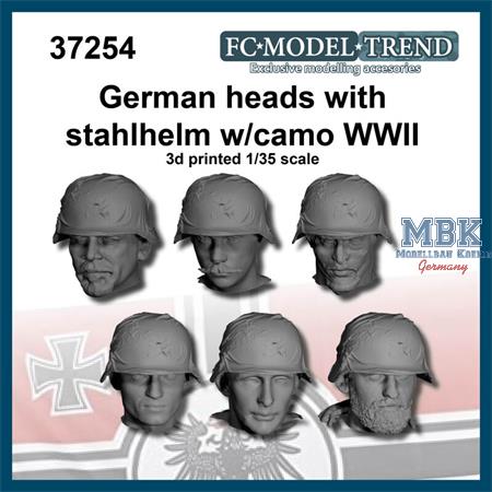 German heads with camouflaged helmet WWII