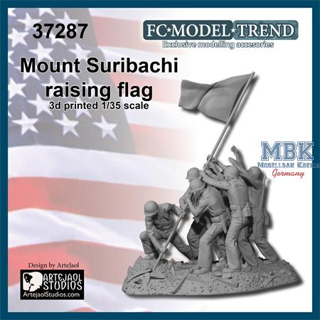 Mount Suribachi raising flag Iwo Jima WWII