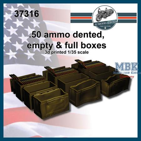 M2 browning MG dented, empty and full ammo boxes