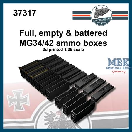 Full, empty and battered ammo boxes MG34 / MG42