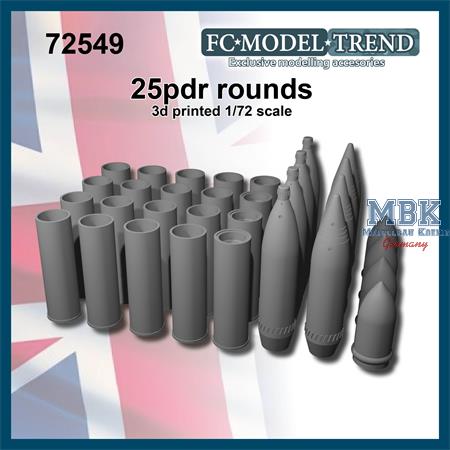 25pdr rounds for QR ordnance howitzer (1:72)