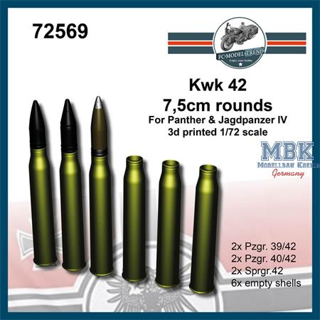 7,5cm rounds for Kwk42, Panther and Jpz IV (1:72)