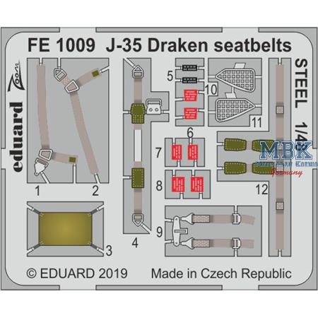Saab J-35F Draken seatbelts STEEL 1/48