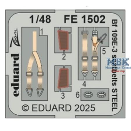 Messerschmitt Bf-109E-3 seatbelts STEEL 1/48