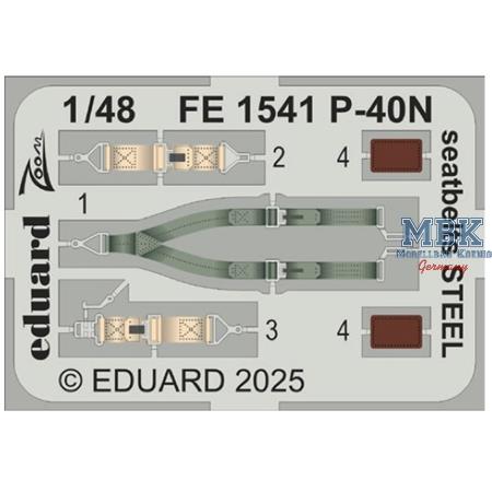 Curtiss P-40N Warhawk seatbelts STEEL 1/48