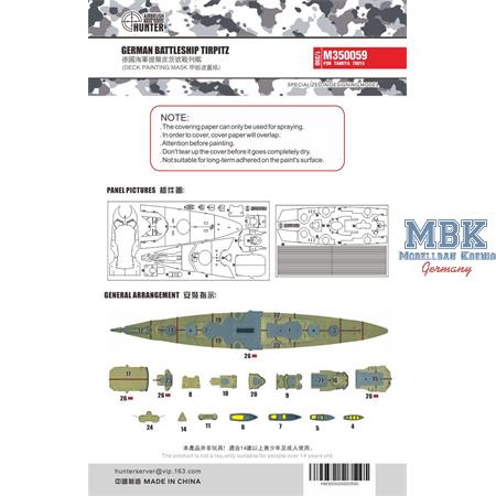 Battleship TIRPITZ DECK PAINT MASK (TAMIYA 78015)