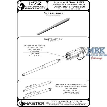 Italian 90mm L/53 gun barrel (Cannone da 90/53)