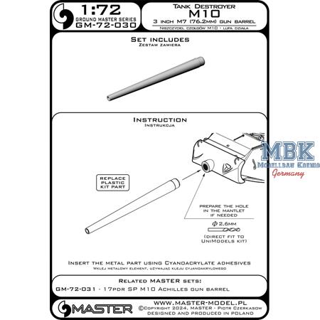 M10 Tank Destroyer - 3-inch M7 (76.2 mm) barrel