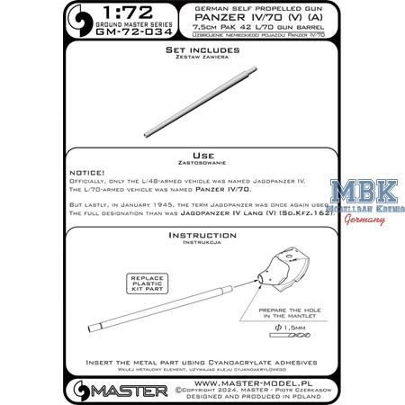 Panzer IV/70 (A) & (V) - 7,5cm PaK 42 L/70 barrel