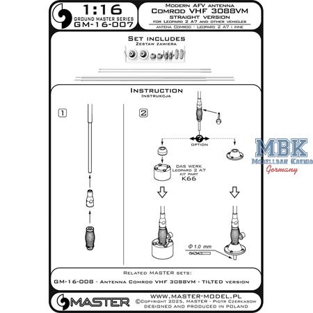Comrod Antenna VHF3088VM straight - for Leopard 2