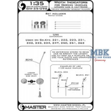Width indicators for German vehicles / Peilstangen