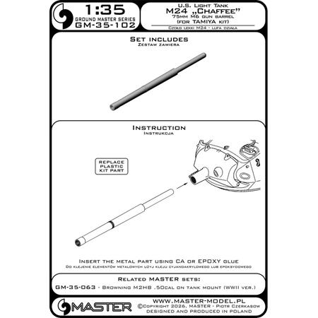 M24 Chaffee - 75mm M6 gun barrel (for Tamiya kit)