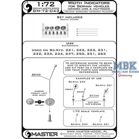 Width indicators for German vehicles / Peilstangen