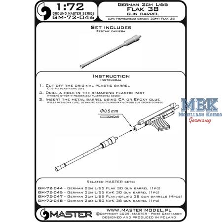 German 2cm L/65 Flak 38 gun barrel (1pcs)
