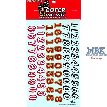 Race Car Numbers Decal Sheet (1/25 or 1/24)