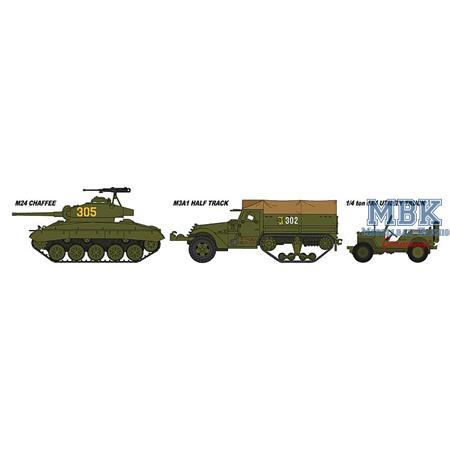 M24 Chaffee & M3A1 Half Track & 1/4-Ton 4x4 Truck