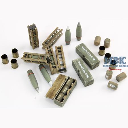 German 105 mm Ammo cases and shell