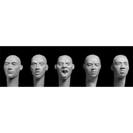 5 heads w/ central Asian features, cropped hair