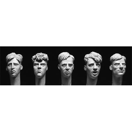 5 heads with 1940/50s short back and side haircuts