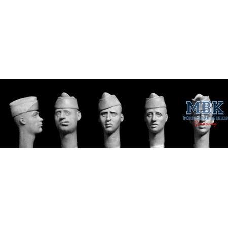 5 heads, wearing US 'Overseas' caps