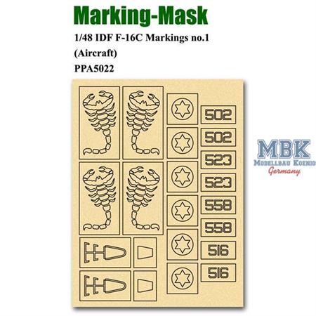 Marking Mask for 1/48 IDF F-16C Markings no.1