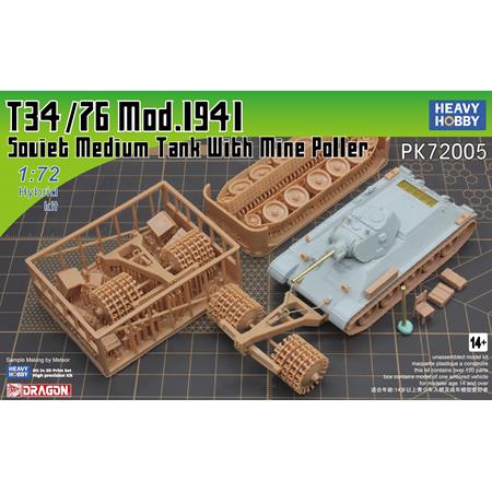 WWII T34/76 Soviet Medium Tank with Mine Roller