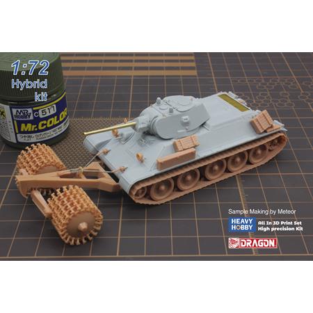 WWII T34/76 Soviet Medium Tank with Mine Roller