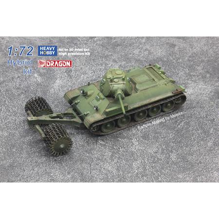 WWII T34/76 Soviet Medium Tank with Mine Roller