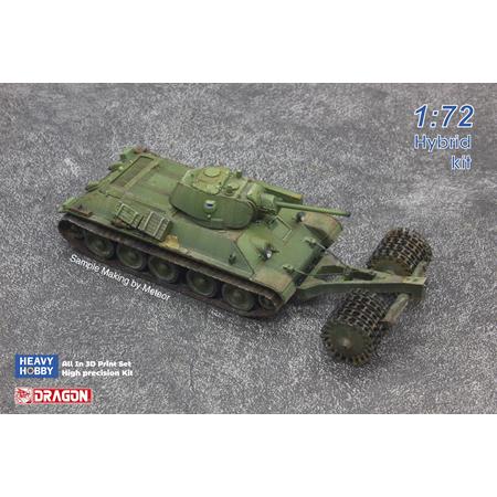 WWII T34/76 Soviet Medium Tank with Mine Roller