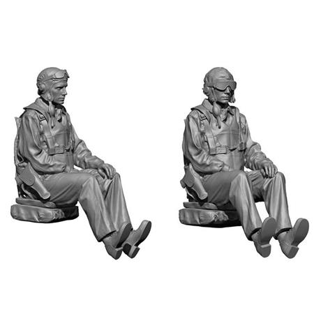 WW2 US Navy Pilot + Rear Gunner Set 4 heads 1:35