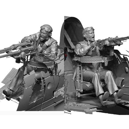 WW2 US Navy Rear Gunner 2 engaged - 2 heads 1:35