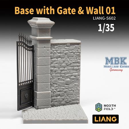 Mauerstück m. Tor / Base w/gate and wall 01 (1:35)