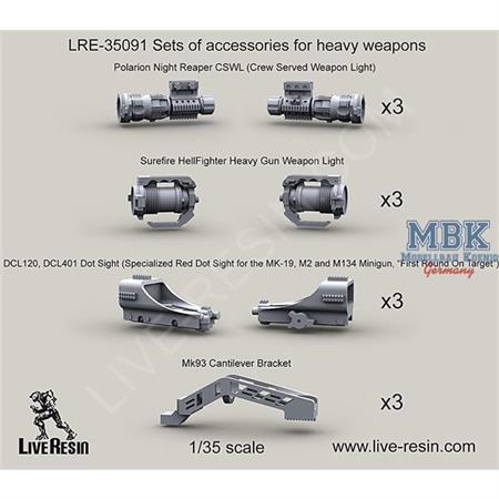 Set of accessories for heavy weapons