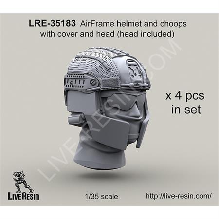 Airframe helmet with cover and choops with head
