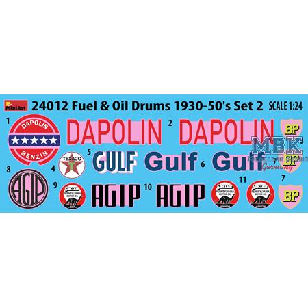 Fuel & Oil Drums 1930-50's Set 2