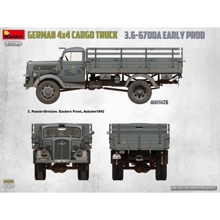 German 3t 4x4 Cargo Truck 3,6-6700A Early Prod.