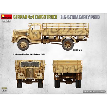 German 3t 4x4 Cargo Truck 3,6-6700A Early Prod.