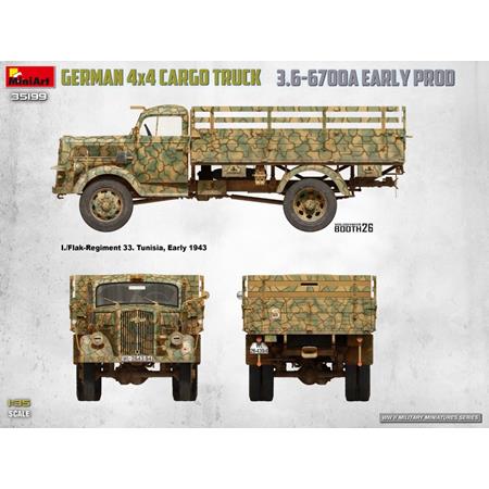 German 3t 4x4 Cargo Truck 3,6-6700A Early Prod.