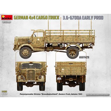 German 3t 4x4 Cargo Truck 3,6-6700A Early Prod.