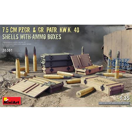 7.5 cm Pzgr.&Gr.Patr. Kw.K.40 Shells w. Ammo Boxes