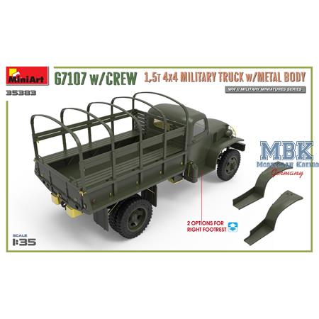 G7107 w/Crew 1,5T 4x4 Military Truck w/metal body