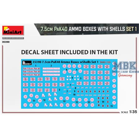 7.5cm PaK40 Ammo Boxes with shells - Set 1